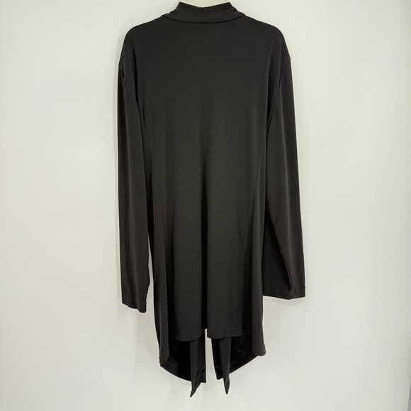 Chico's Black Slinky Knit Ruched Front Long Cardigan size 3 (XL) Long Sleeves - Picture 4 of 5
